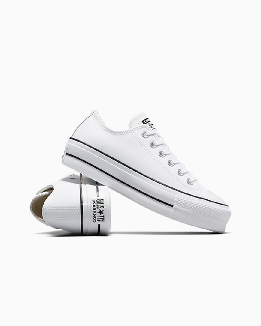 Topanky Na Platforme Converse Chuck Taylor All Star Lift Kozene Nizke Damske Biele Čierne Biele | SK M11IFX1